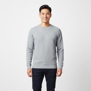 Banana Republic Light Gray Waffle Crewneck Long Sleeve Tee Size Large